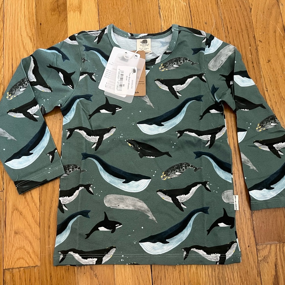 NWT Walkiddy Kids Whale Print Long Sleeve Shirt 3T